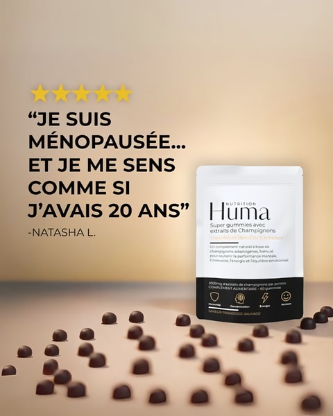 A high-converting 4:5 ad creative featuring a customer review testimonial paired with a product display of mushroom gummies.
